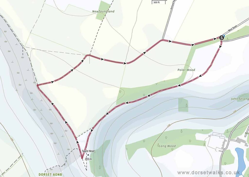 Kingston to Swyre Head Walk map (zoomed in)