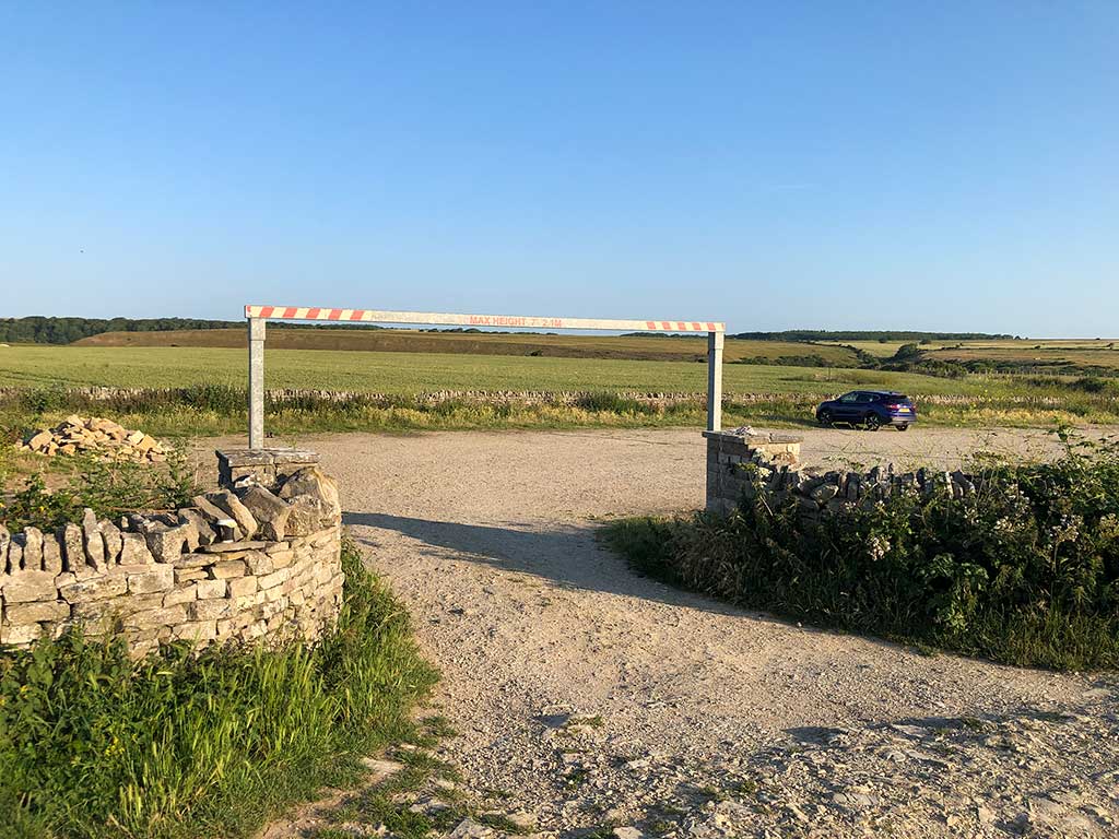 Entrance to Renscombe Car Park in Worth Matravers