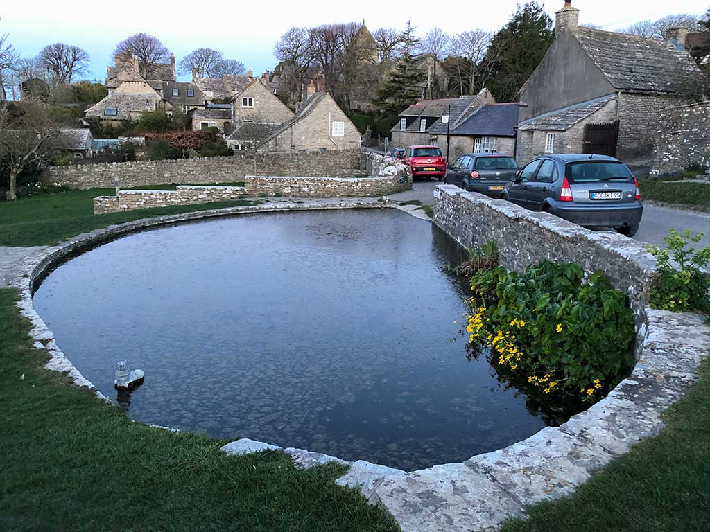 the duck pond in the village green at Worth Matravers