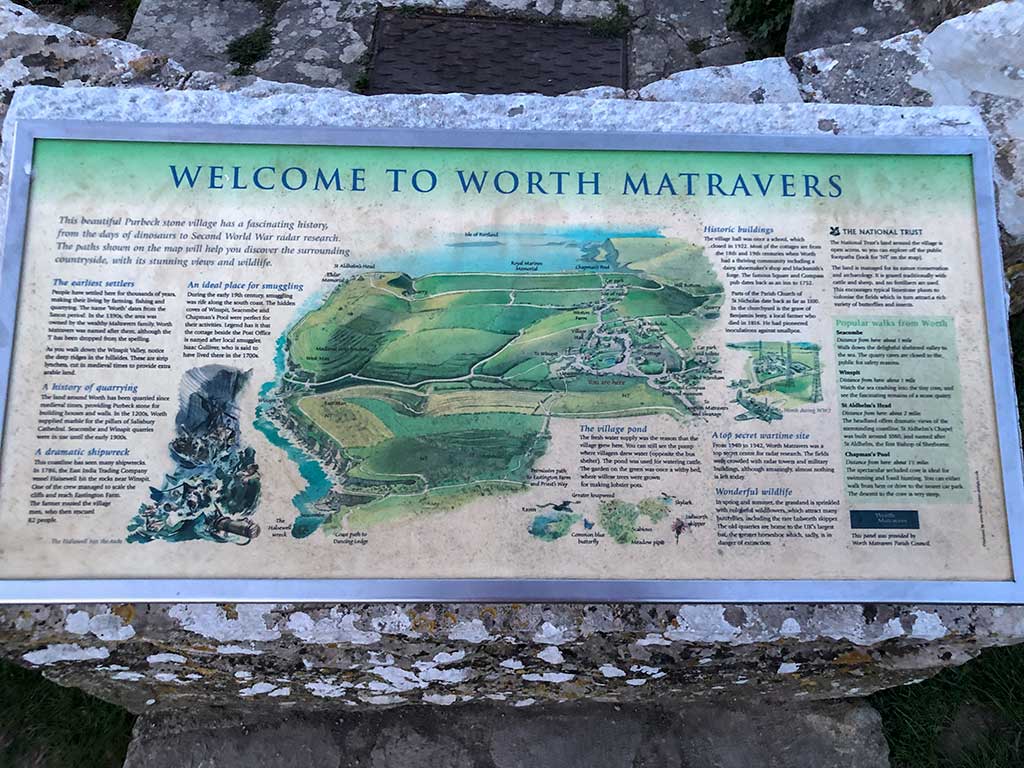Information board showing map of Worth Matravers