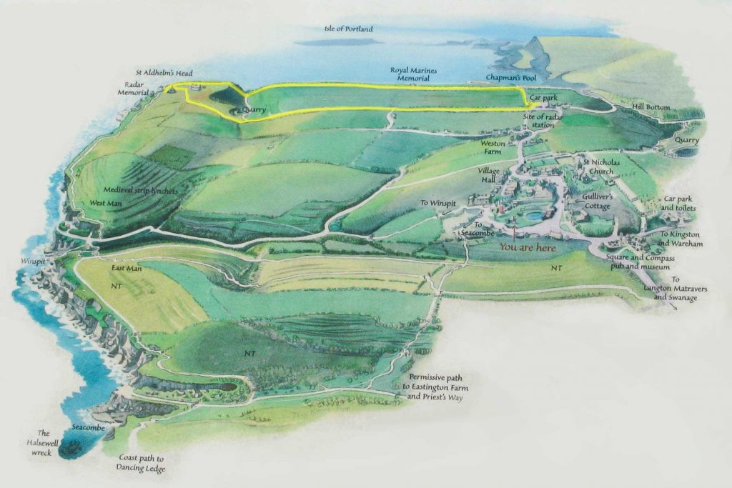 Map of walks in the Worth Matravers area