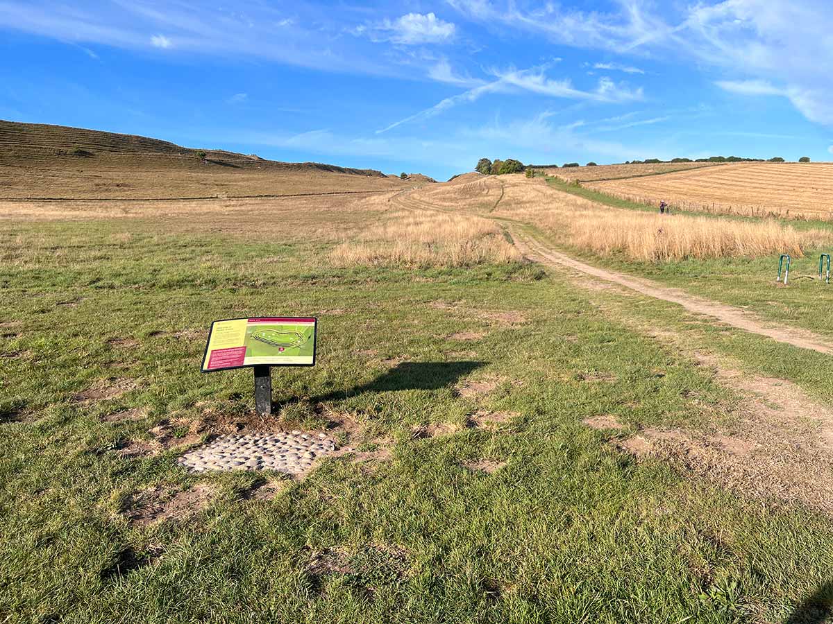 View from the car park towards the path to the western entrance