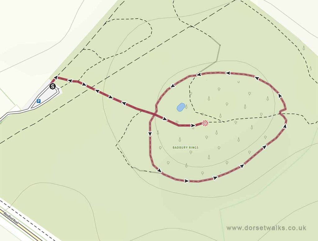 Badbury Rings Walk map (1.2 miles)
