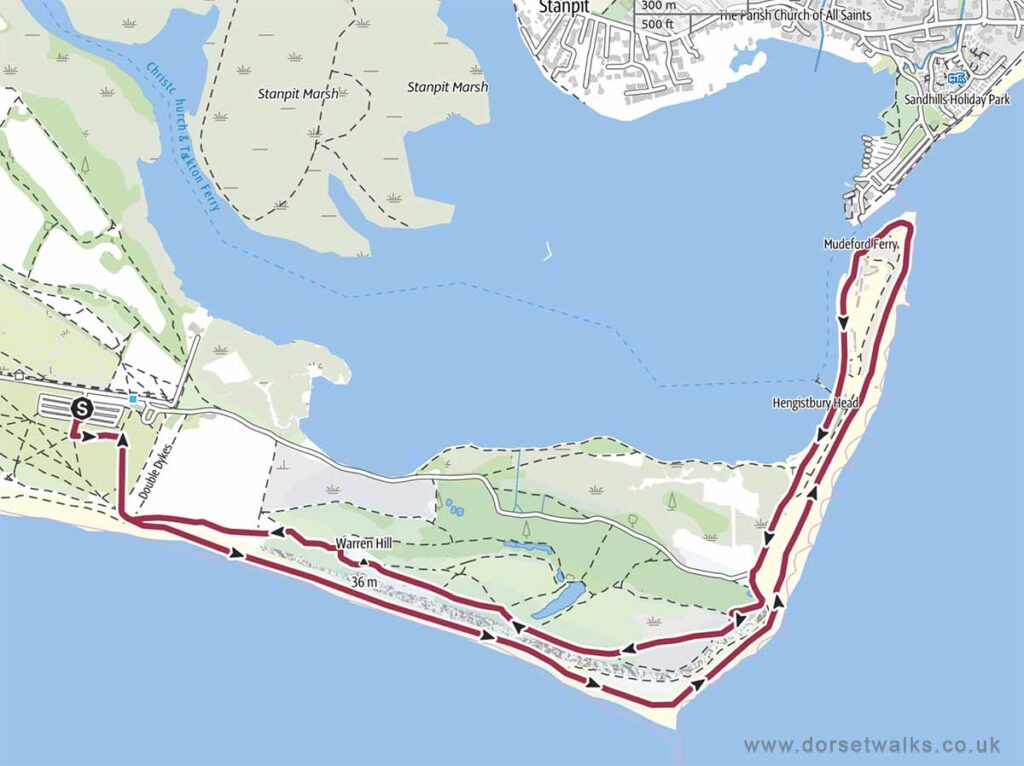 Hengistbury Head Beach Circular Walk Map 4.2 miles