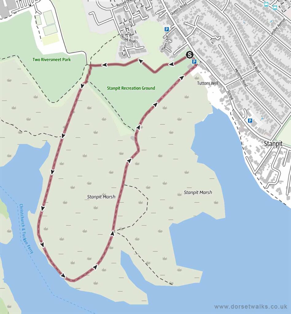 Stanpit Marsh Walk map (zoomed in)