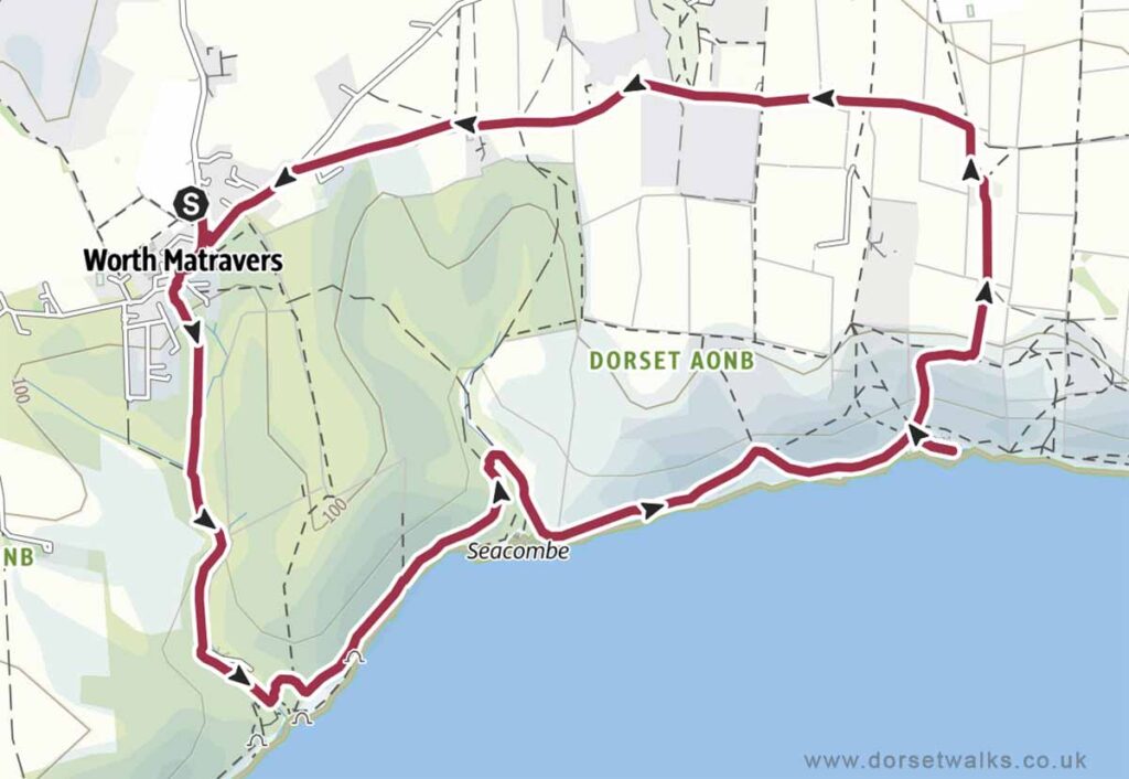 Worth Matravers to Dancing Ledge Walk map