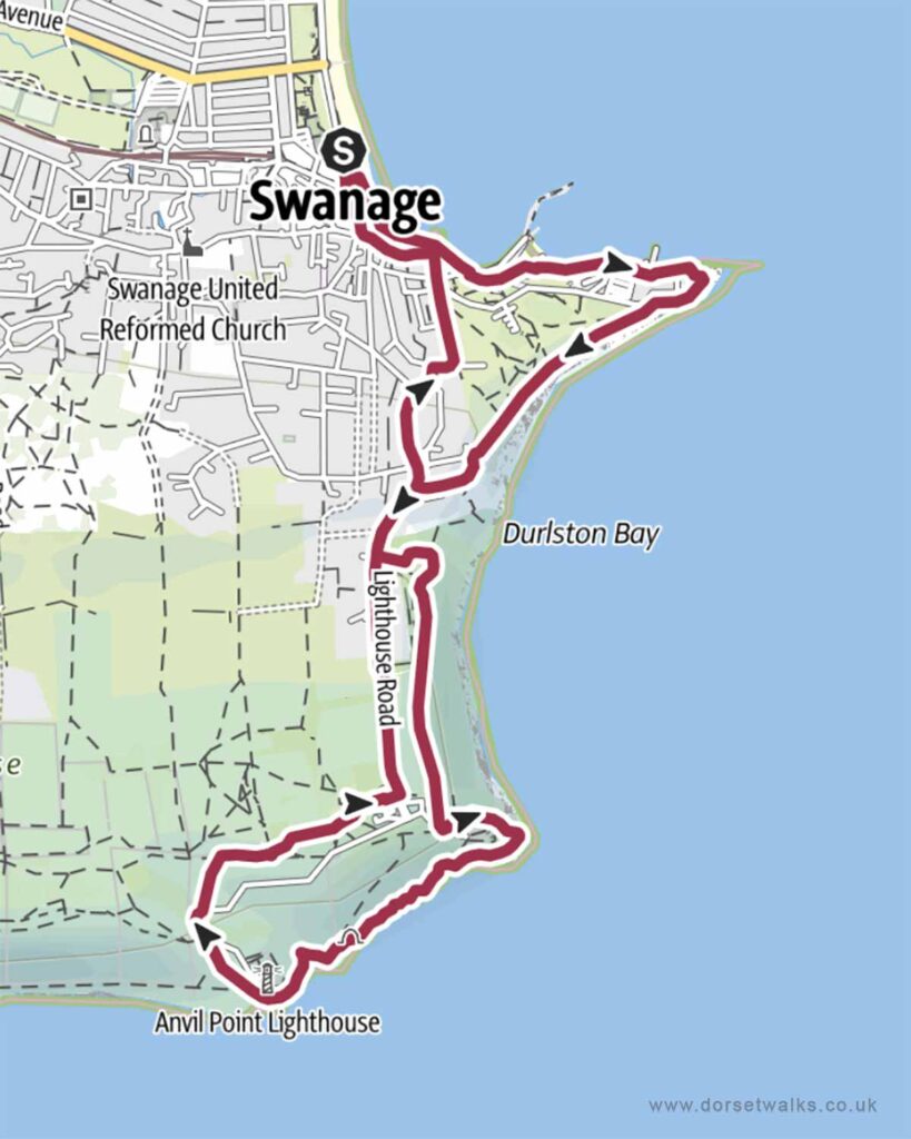 Swanage to Durlston Country Park Walk Map 4.3 miles circular
