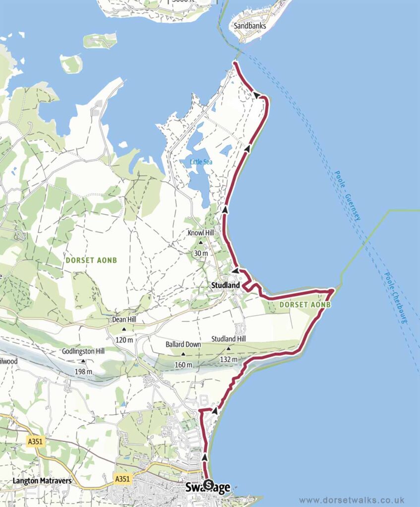 Swanage to South Haven Point SWCP Map 7.5 miles