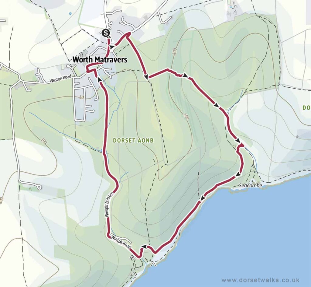 Worth Matravers to Seacombe and Winspit Walk map