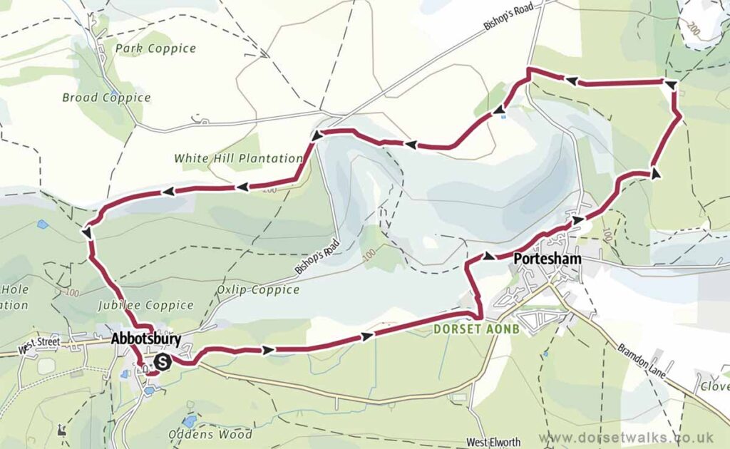 Abbotsbury to Hell Stone Walk Map 6.1 miles circular