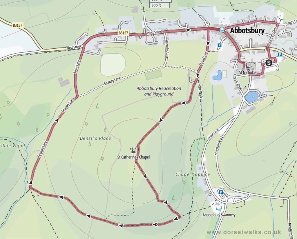 Abbotsbury to St Catherines Chapel Walk Map 2.5 miles circular
