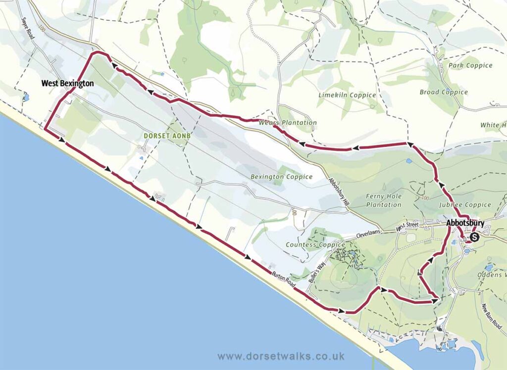 Abbotsbury to West Bexington Walk Map 8.1 miles circular