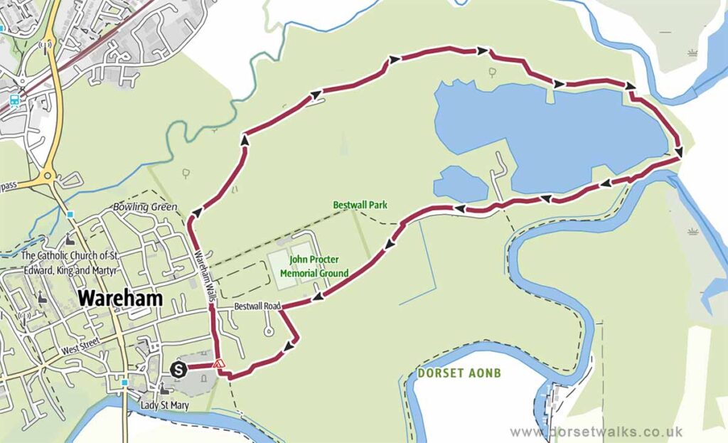 Wareham Two Rivers Walk Map 3.1 miles circular