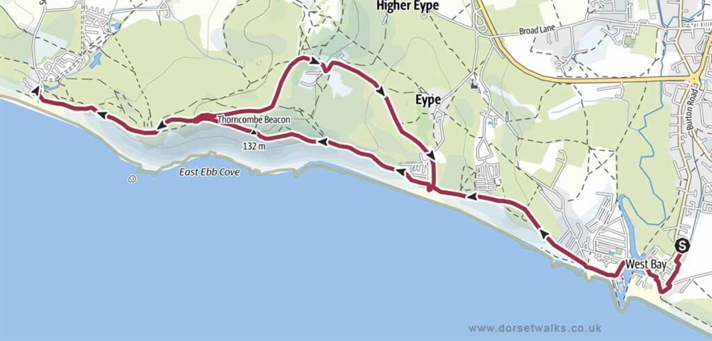 West Bay to Seatown Walk Map 7.4 miles circular