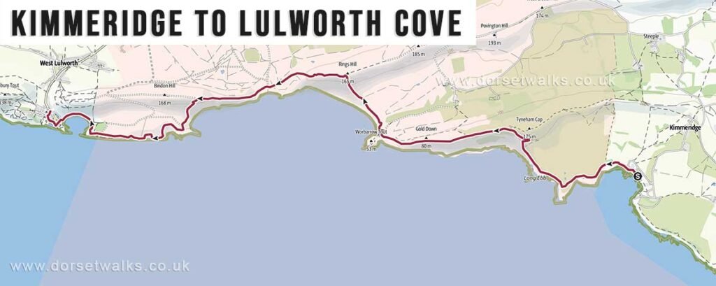 Kimmeridge Bay to Lulworth Cove Walk Map