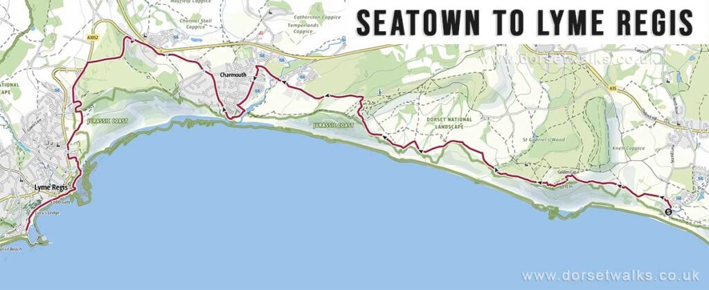 Seatown to Lyme Regis Walk Map