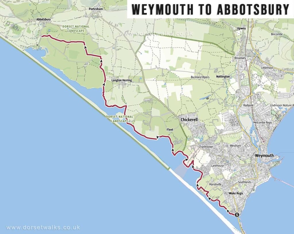 Weymouth (Ferrybridge) to Abbotsbury Walk Map