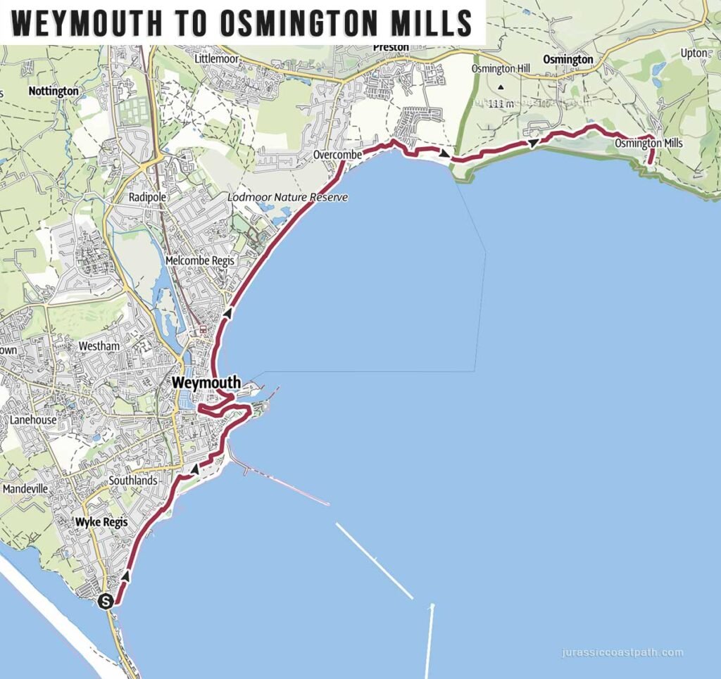 Weymouth to Osmington Mills Jurassic Coast Path Map